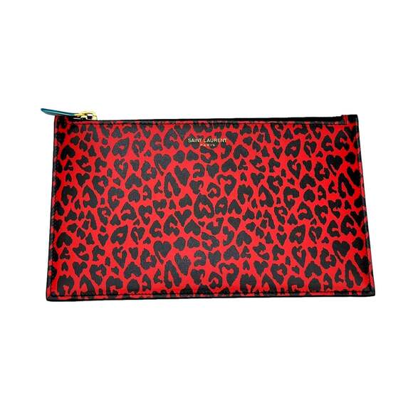 Saint Laurent Rouge Leopard Printed Calfskin Leather Medium - Picture 2 of 3